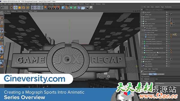 C4D教程-体育栏目包装片头动画制作视频-天天素材网