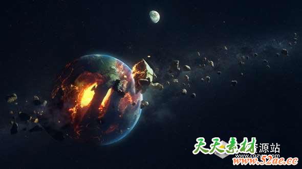 C4D+PS教程-Octane渲染器制作破碎地球Earth Destroyed Scene Time-Lapse-天天素材网