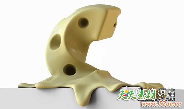 C4D R19教程用雕刻模块雕刻一块融化的奶酪Cinema 4D – Melting Cheese Type Tutorial-天天素材网