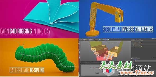 Helloluxx C4D绑定动画基础教程全解Helloluxx Learn Cinema 4D Rigging In One Day-天天素材网