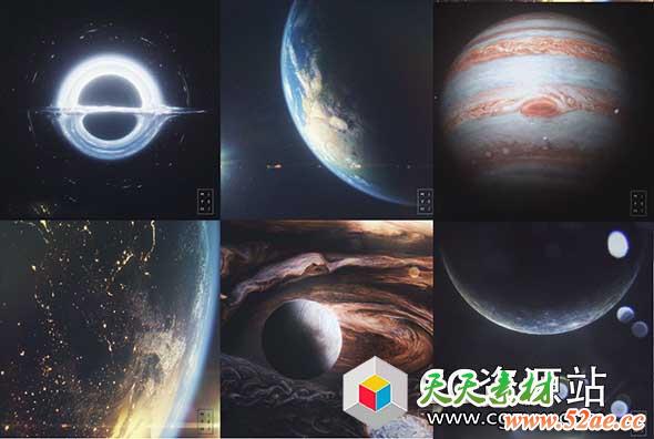 C4D模型工程9大太阳系行星黑洞星球地球模型-天天素材网