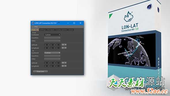 C4D地球地点连线插件 TGS Lon-Lat Connection Kit V3.0 C4D R16-R19-天天素材网