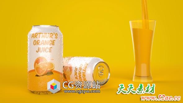 C4D+AE果汁广告场景渲染合成教程-天天素材网