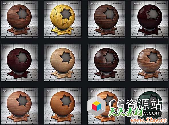100个C4D无缝拼贴木材纹理材质预设-天天素材网