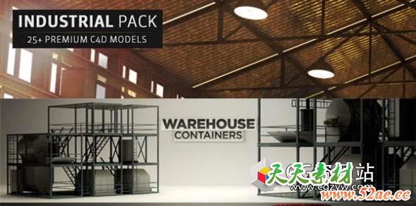 C4D模型预设-工厂车间物品模型The Pixel Lab – Industrial Pack For C4D-天天素材网