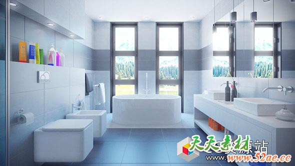 现代室内各种浴室装置三维模型包(C4D/MAX/FBX/OBJ格式)CGAxis Models Volume 84 Bathrooms III-天天素材网