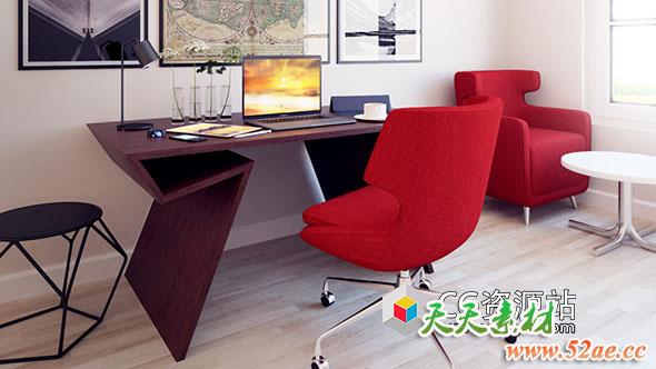 3D办公家具桌子橱柜椅子转椅模型(C4D+C4D VRAY格式)CGAxis Models Volume 80 Office Furniture II-天天素材网