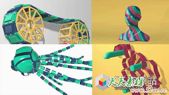 C4D弹簧铰链动态链接器插件Cineversity CV-Dynamic Connector含视频教程-天天素材网