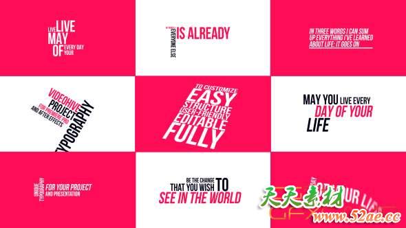 AE模板+Premiere预设：28组文字标题排版动画 Essential Kinetic Titles-天天素材网