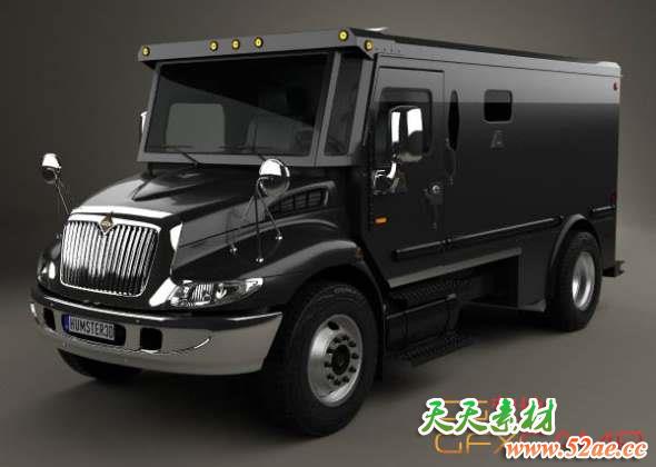 国际装甲卡车3D模型 Hum3D – International Durastar Armored 2002(C4D/FBX/OBJ/MAX等格式)-天天素材网