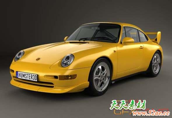 保时捷汽车3D模型 Hum3D – Porsche 911 Carrera RS Clubsport (993) 1995(C4D/FBX/OBJ/MAX等格式)-天天素材网