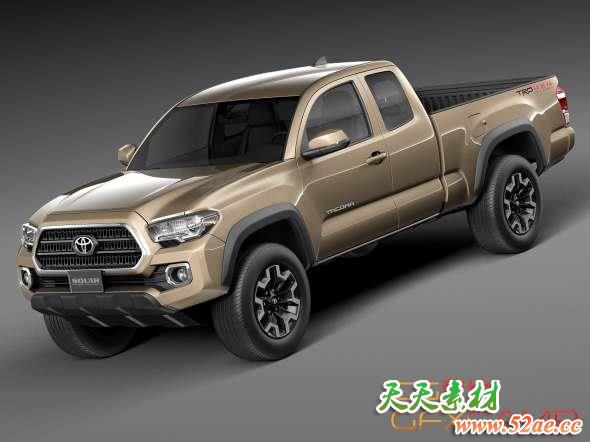 丰田越野皮卡车3D模型 SQUIR – Toyota Tacoma TRD Off-Road 2016(C4D/FBX/OBJ/MAX等格式)-天天素材网