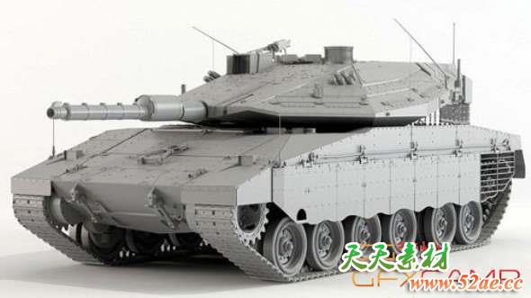 高精度坦克3D模型 Тank Merkava Mark IV Hi-Poly(C4D/FBX/OBJ/MAX等格式)-天天素材网