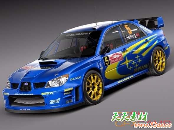 斯巴鲁翼豹汽车3D模型 SQUIR – Subaru Impreza STi WRC 2006(C4D/FBX/OBJ/MAX等格式)-天天素材网