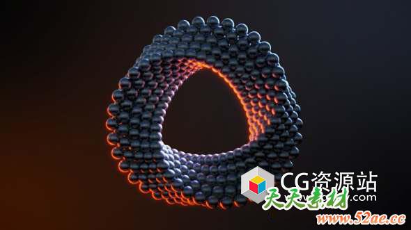 C4D三维小球环形循环动画教程 C4D Abstract Ring+ 工程文件-天天素材网