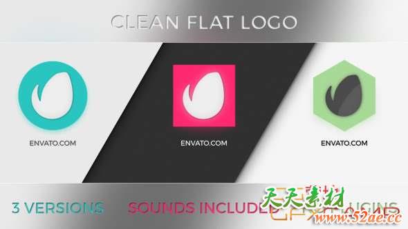 AE模板-简洁扁平化Logo动画 Clean Flat Logo 3 in 1-天天素材网