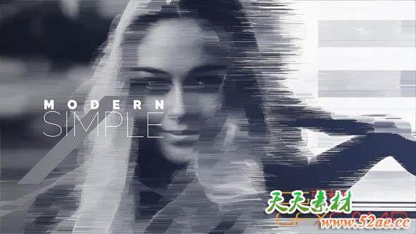 AE模板-像素拉伸幻灯片开场 Glitch Loop Opener-天天素材网