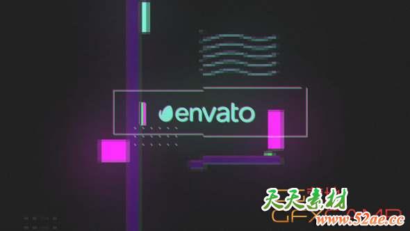 AE模板-复古图形游戏Logo动画 Glitch Game logo-天天素材网