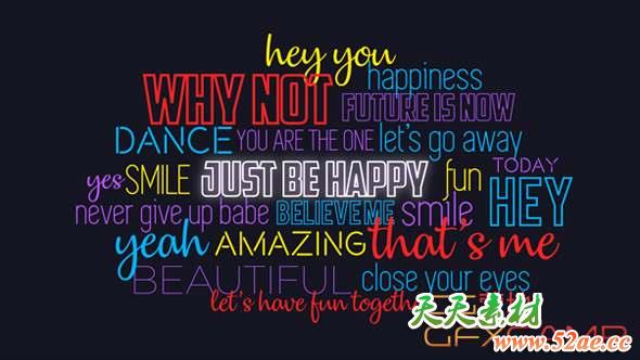 AE模板-创意文字歌词排版动画片头 Lyrics and Voice Over Typography 2-天天素材网