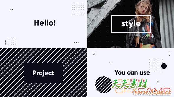 AE模板-创意图形快闪文字图片开场 Stomp Opener-天天素材网