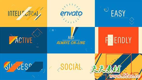 AE模板-创意图形变化片头 Colorful Intro-天天素材网