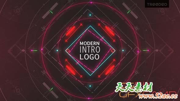 AE模板-现代科技感图形Logo片头动画 Modern Intro-天天素材网