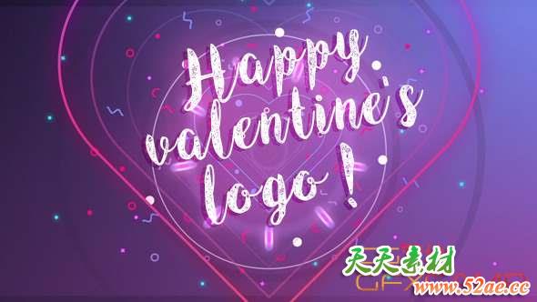 AE模板-扁平化情人节浪漫Logo动画 Happy Valentine logo-天天素材网