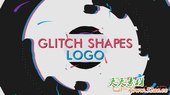 AE模板-图形变化Logo动画 Glitch Shapes Logo-天天素材网