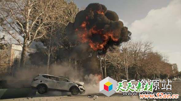C4D汽车碰撞爆炸特效实例制作视频教程-天天素材网