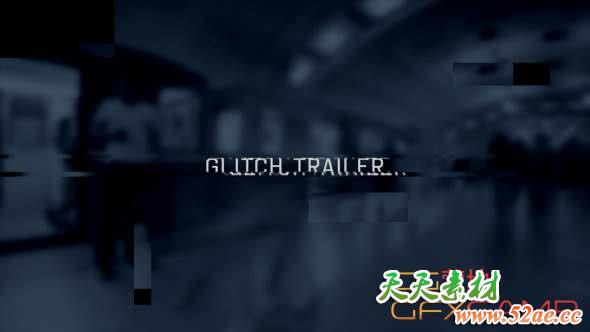 AE模板-信号损坏分屏视频宣传片头 Glitch Trailer Slideshow Opener-天天素材网