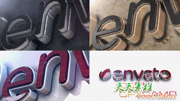 AE模板-大理石质感三维Logo文字动画 Elegant 3D Marble Logo-天天素材网
