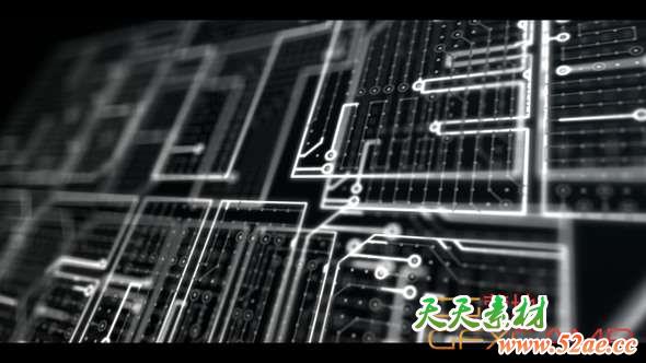 AE模板-科技感线路图Logo动画 Hi-Tech Reveal-天天素材网