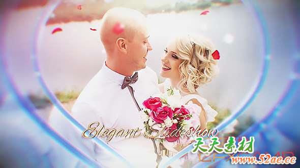 AE模板-爱心遮罩玫瑰花瓣婚礼相册片头 Wedding-天天素材网