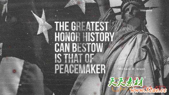 AE模板-黑白历史文字介绍片头 Historical Quotes – Slideshow-天天素材网