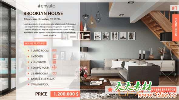 AE模板-房地产室内装修包装宣传 Real Estate-天天素材网