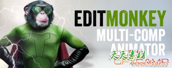 多图层运动一键处理动画AE脚本 Aescripts EditMonkey V1.02 + 使用教程-天天素材网