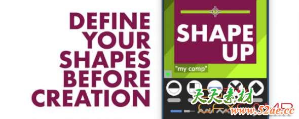 自定义生成图形层动画AE脚本 Aescripts Shape Up v1.04 + 使用教程-天天素材网