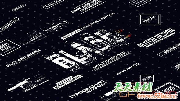 AE模板-24组信号损坏毛刺文字标题动画 Blade Glitch Titles-天天素材网