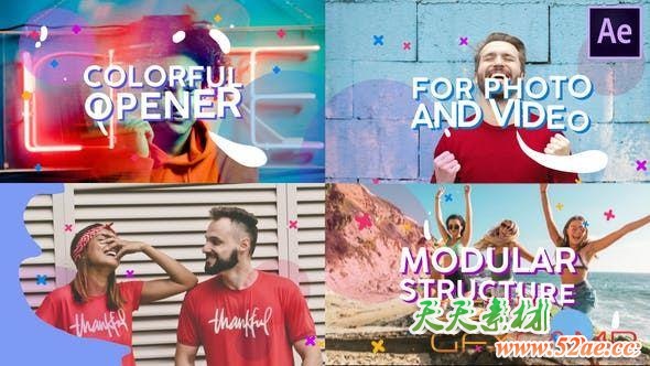 AE模板-时尚彩色流体图形包装片头 Colorful Opener-天天素材网