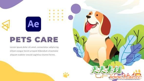 AE模板-动物宠物护理介绍MG动画片头 Pets Care and Veterinarian-天天素材网