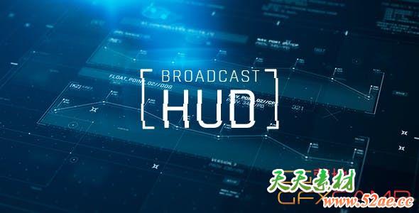 AE模板-简单科技感HUD UI元素动画 Broadcast HUD-天天素材网