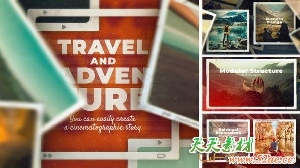 AE模板-旅游照片相册幻灯片展示片头 Travel And Adventure Slideshow-天天素材网