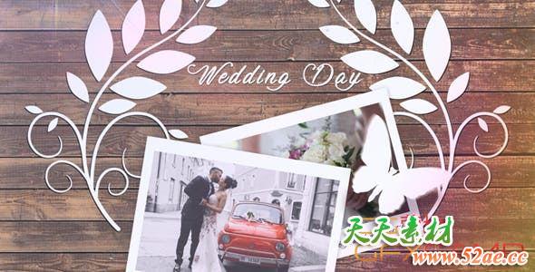 AE模板-婚礼幻灯片照片拍立得相册开场 Wedding Slideshow-天天素材网