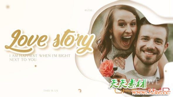 AE模板-浪漫爱情照片相册片头 Love Story – Romantic Slideshow-天天素材网