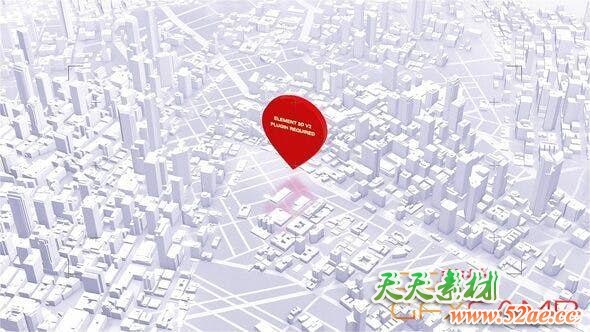 AE模板-三维城市定位Logo动画 GPS Reveal-天天素材网