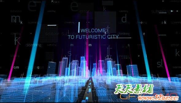 AE模板-科技感全息城市HUD片头 Hologram City Titles-天天素材网