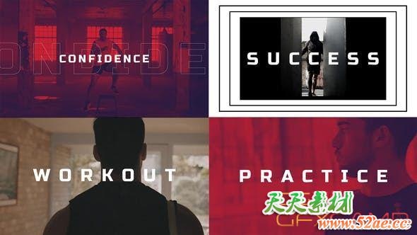 AE模板-体育健身运动视频包装片头 Fast Sports Opener Glitch Fitness and Workout-天天素材网