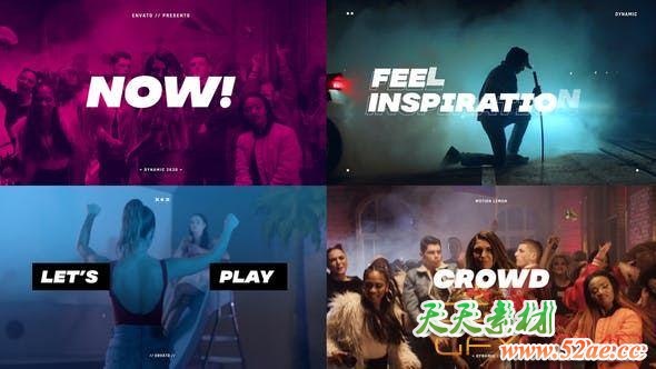 AE模板-动感音乐文字视频包装片头 Dynamic Opener Music Opener-天天素材网