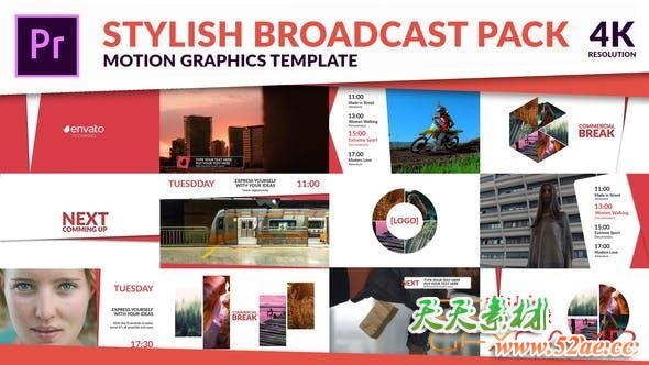 AE模板+PR预设-干净简洁电视栏目包装元素动画 Clean TV – Stylish Broadcast Pack-天天素材网