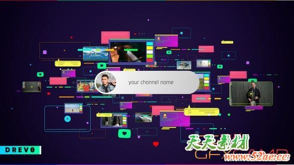 AE模板-彩色时尚网络视频包装片头 Social Media Intro-天天素材网